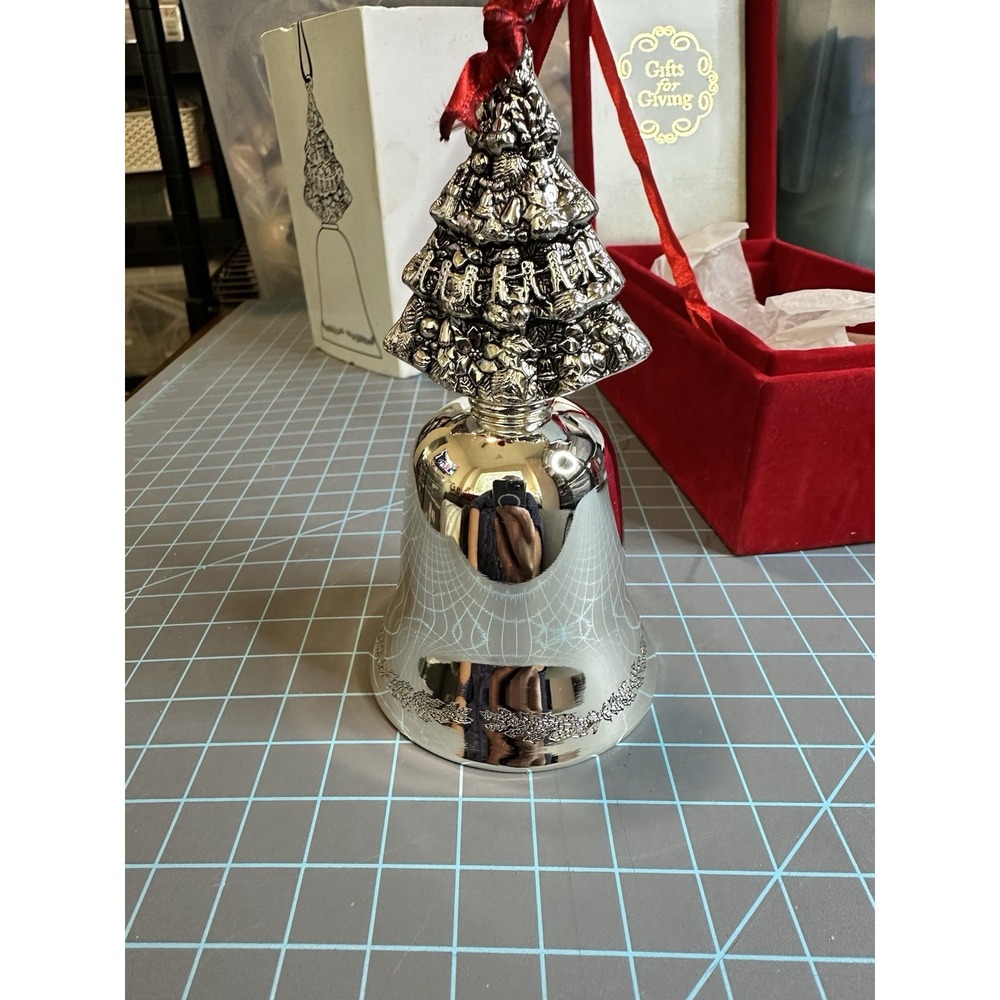 Godinger Gifts of Giving Boxed Silver Christmas Tree Handle Bell Ornament 5"